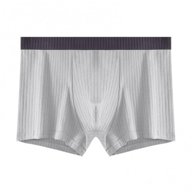 Men Boxer Underwear Elastic Mid-Waist Design U-Convex Shorts Briefs Patchwork Color Ribbed U-Convex Panties