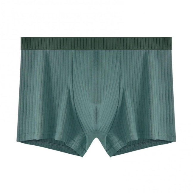 Men Boxer Underwear Elastic Mid-Waist Design U-Convex Shorts Briefs Patchwork Color Ribbed U-Convex Panties