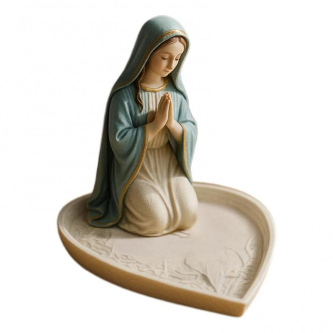 Virgin Mary Rosary Holder Resin Mary or Jesus Figurine Jewelry Dish Our Lady Prayer Rosary Dish Religious Gift Catholic Decor for Home Bedroom Personal Devotional