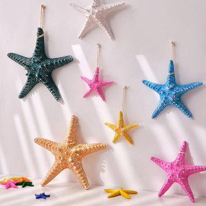 Starfish Hanging Decoration Coastal Starfish Ornament Beach Decor Resin Starfish Pendant for Home Bedroom Living Room Seaside Wedding Background Wall
