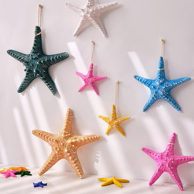 Starfish Hanging Decoration Coastal Starfish Ornament Beach Decor Resin Starfish Pendant for Home Bedroom Living Room Seaside Wedding Background Wall