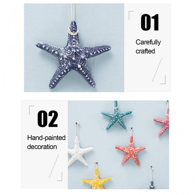 Starfish Hanging Decoration Coastal Starfish Ornament Beach Decor Resin Starfish Pendant for Home Bedroom Living Room Seaside Wedding Background Wall