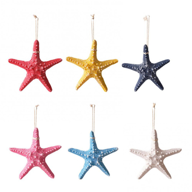Starfish Hanging Decoration Coastal Starfish Ornament Beach Decor Resin Starfish Pendant for Home Bedroom Living Room Seaside Wedding Background Wall
