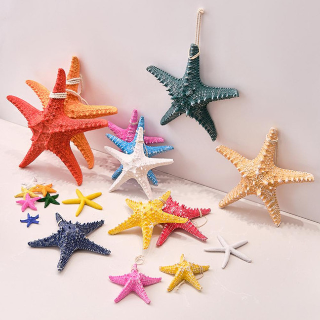 Starfish Hanging Decoration Coastal Starfish Ornament Beach Decor Resin Starfish Pendant for Home Bedroom Living Room Seaside Wedding Background Wall