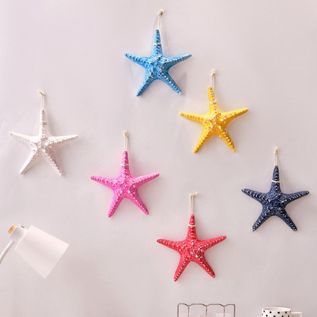 Starfish Hanging Decoration Coastal Starfish Ornament Beach Decor Resin Starfish Pendant for Home Bedroom Living Room Seaside Wedding Background Wall
