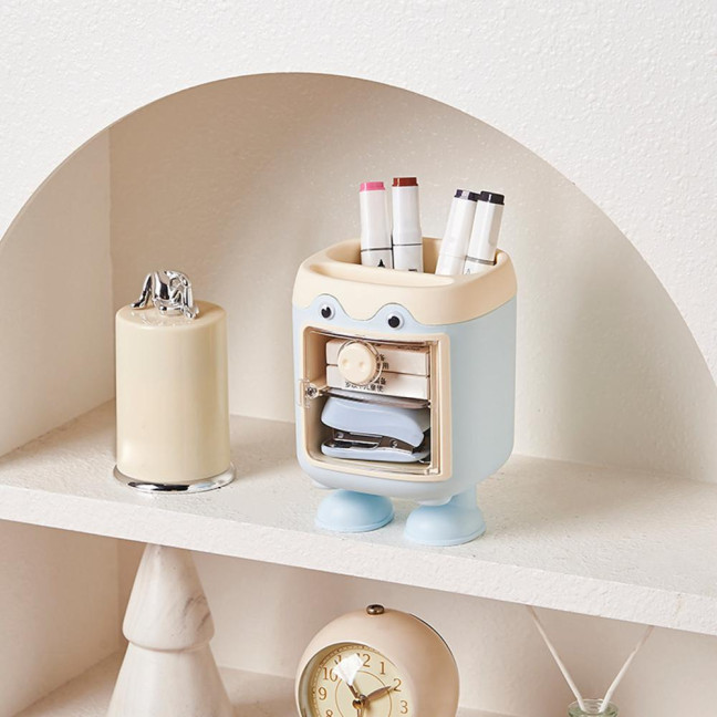 Cute Cartoon Pig Pen Holder Multi-Grid Desk Organizer with Drawer Multi-functional Cosmetic Makeup Brush Holder for Home Office School Supplies Cute Cartoon Pig Pen Holder Multi-Grid Desk Organizer with Drawer Multi-functional Cosmetic Makeup Brush Holder for Home Office School Supplies