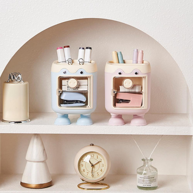 Cute Cartoon Pig Pen Holder Multi-Grid Desk Organizer with Drawer Multi-functional Cosmetic Makeup Brush Holder for Home Office School Supplies Cute Cartoon Pig Pen Holder Multi-Grid Desk Organizer with Drawer Multi-functional Cosmetic Makeup Brush Holder for Home Office School Supplies