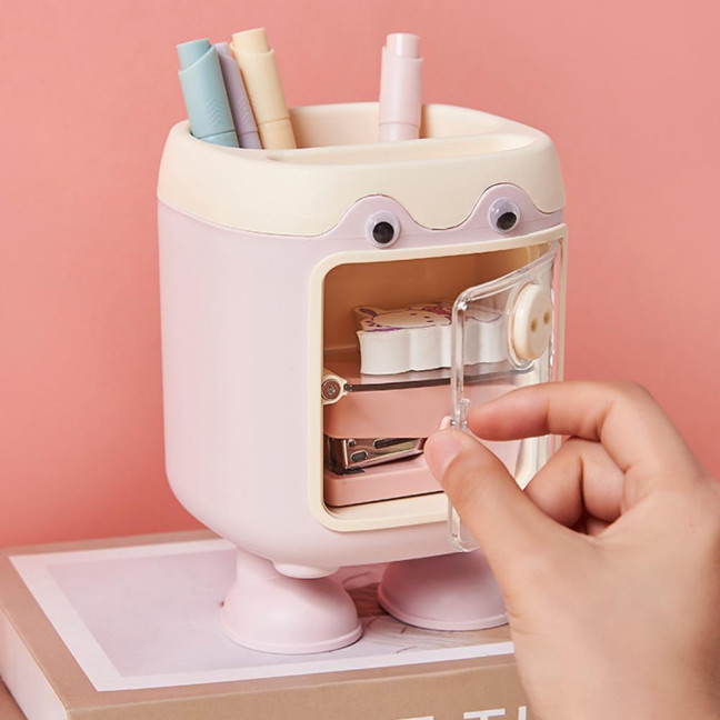 Cute Cartoon Pig Pen Holder Multi-Grid Desk Organizer with Drawer Multi-functional Cosmetic Makeup Brush Holder for Home Office School Supplies Cute Cartoon Pig Pen Holder Multi-Grid Desk Organizer with Drawer Multi-functional Cosmetic Makeup Brush Holder for Home Office School Supplies