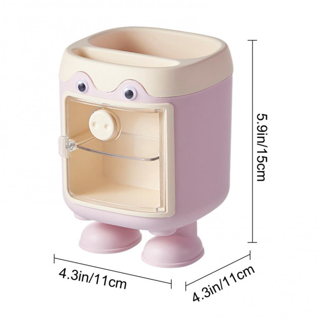 Cute Cartoon Pig Pen Holder Multi-Grid Desk Organizer with Drawer Multi-functional Cosmetic Makeup Brush Holder for Home Office School Supplies Cute Cartoon Pig Pen Holder Multi-Grid Desk Organizer with Drawer Multi-functional Cosmetic Makeup Brush Holder for Home Office School Supplies