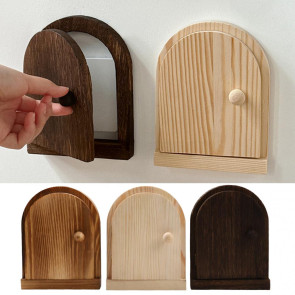 Wooden Door Light Switch Cover Baby Proofing Electrical Wall Outlet Protective Cover Wall Panel Socket Door Shape Decorative Frame 