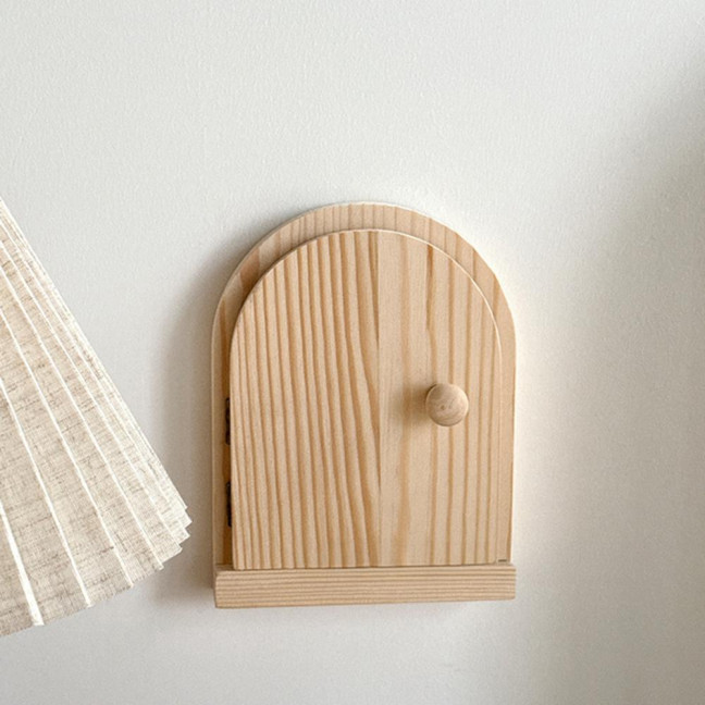 Wooden Door Light Switch Cover Baby Proofing Electrical Wall Outlet Protective Cover Wall Panel Socket Door Shape Decorative Frame 
