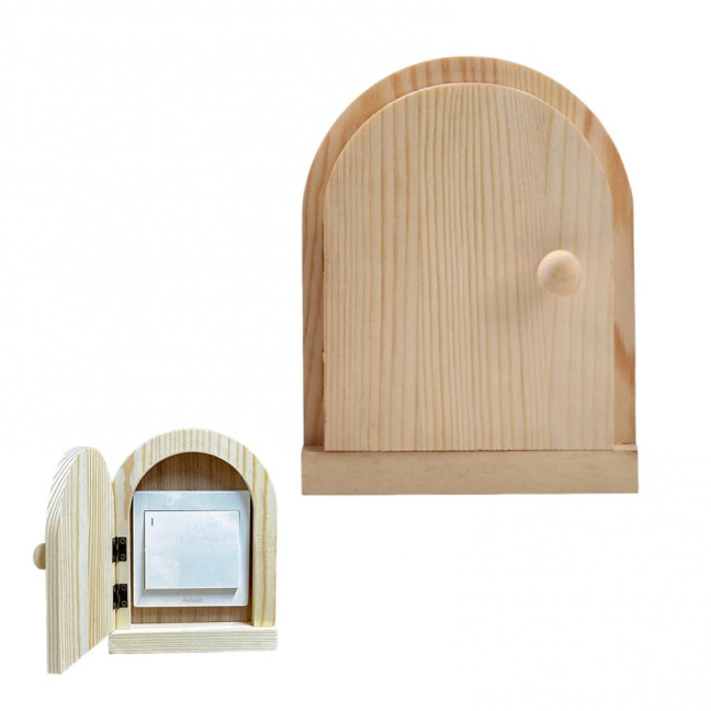 Wooden Door Light Switch Cover Baby Proofing Electrical Wall Outlet Protective Cover Wall Panel Socket Door Shape Decorative Frame 