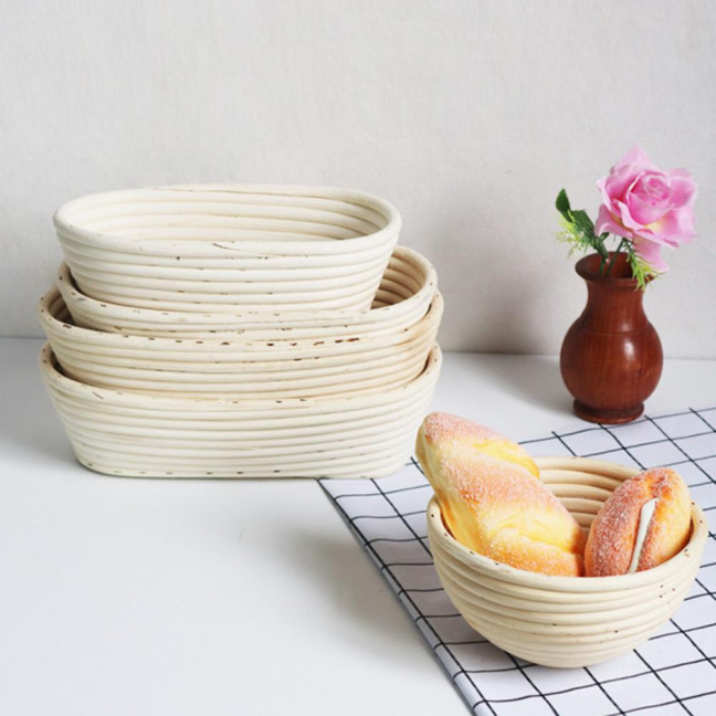 Bread Proofing Basket with Liner Oval Round Banneton Dough Proofing Bowls Handmade Sourdough Bread Rattan Fermentation Basket Baking Supplies