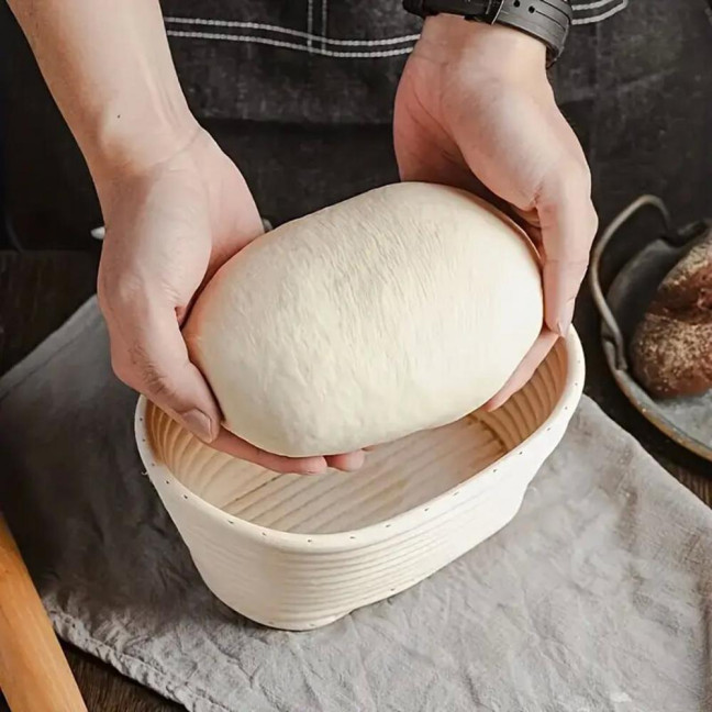 Bread Proofing Basket with Liner Oval Round Banneton Dough Proofing Bowls Handmade Sourdough Bread Rattan Fermentation Basket Baking Supplies
