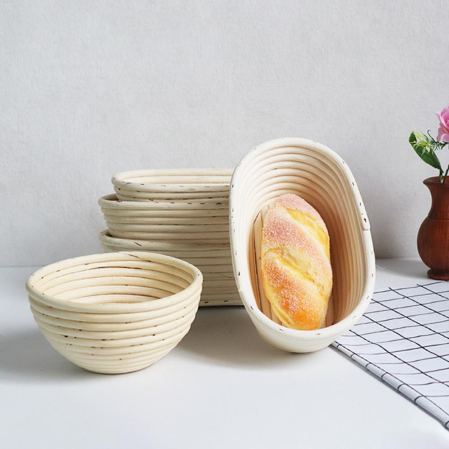 Bread Proofing Basket with Liner Oval Round Banneton Dough Proofing Bowls Handmade Sourdough Bread Rattan Fermentation Basket Baking Supplies