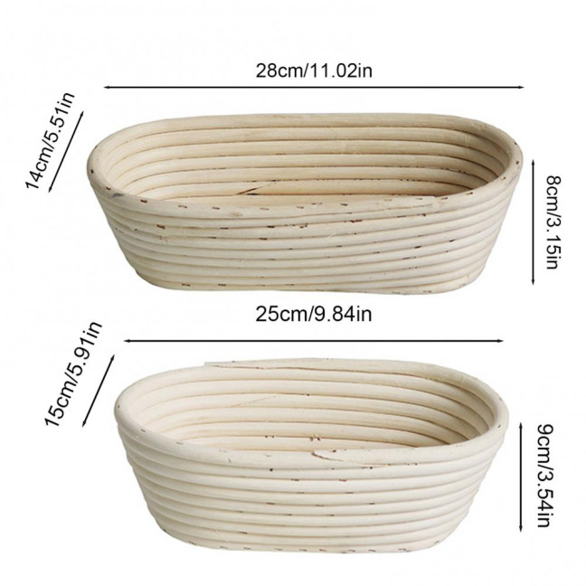 Bread Proofing Basket with Liner Oval Round Banneton Dough Proofing Bowls Handmade Sourdough Bread Rattan Fermentation Basket Baking Supplies