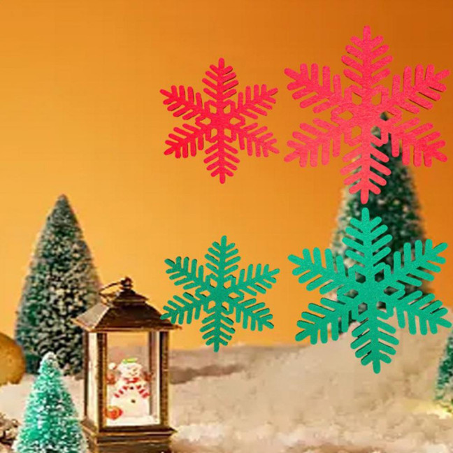 12Pcs Felt Placemat Set Christmas-Themed Table Decor Heat-Resistant Coasters Holiday Dining Mats for Parties Restaurants Home