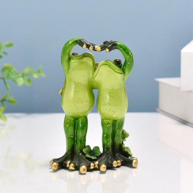 Yoga Frog Figurine Resin Couple Frog Ornament Collectible Desktop Frog Statue for Frog Lovers Gift Home Office Decoration