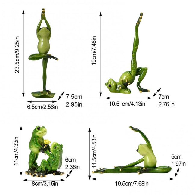 Yoga Frog Figurine Resin Couple Frog Ornament Collectible Desktop Frog Statue for Frog Lovers Gift Home Office Decoration