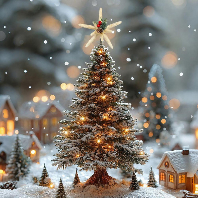 Christmas Starfish Tree Topper Coastal Beach Treetop Ornament with Red Berries Pine Cone for Holiday Xmas Home Indoor Outdoor Decor