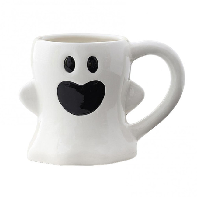 Halloween Ceramic Mug Cute Ghost Pumpkin Cup Reusable Spooky Coffee Cup with Lid Unique Halloween Party Gifts