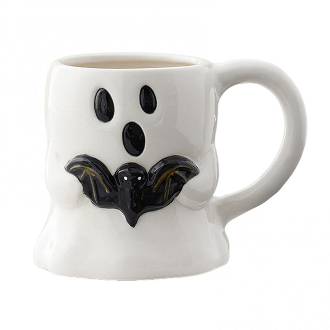 Halloween Ceramic Mug Cute Ghost Pumpkin Cup Reusable Spooky Coffee Cup with Lid Unique Halloween Party Gifts
