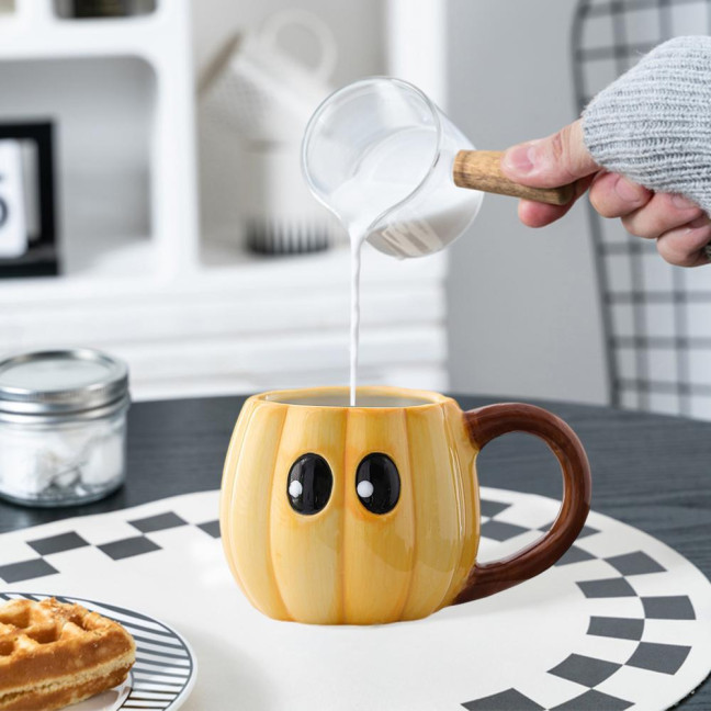 Halloween Ceramic Mug Cute Ghost Pumpkin Cup Reusable Spooky Coffee Cup with Lid Unique Halloween Party Gifts