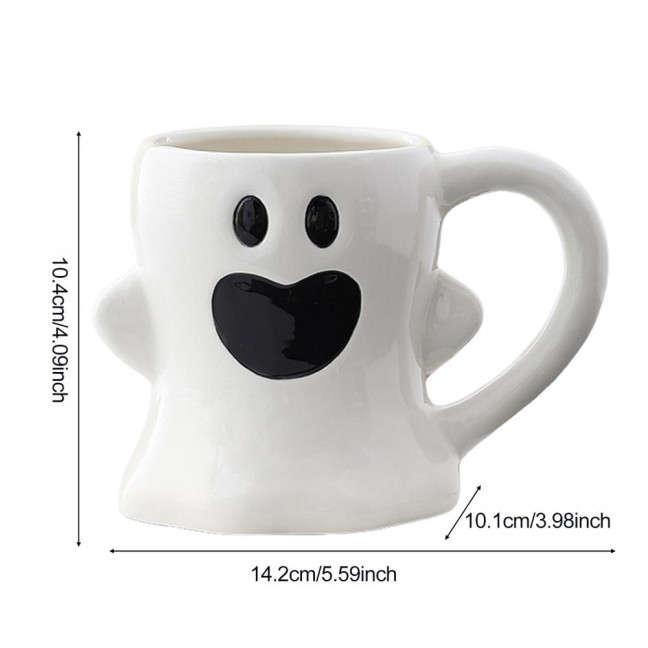 Halloween Ceramic Mug Cute Ghost Pumpkin Cup Reusable Spooky Coffee Cup with Lid Unique Halloween Party Gifts