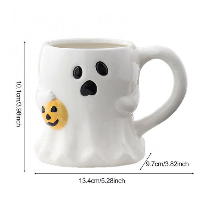 Halloween Ceramic Mug Cute Ghost Pumpkin Cup Reusable Spooky Coffee Cup with Lid Unique Halloween Party Gifts