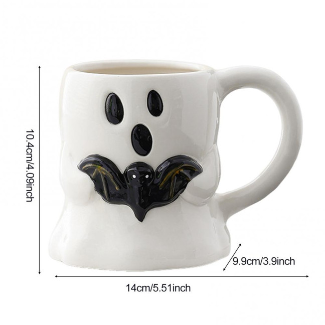 Halloween Ceramic Mug Cute Ghost Pumpkin Cup Reusable Spooky Coffee Cup with Lid Unique Halloween Party Gifts