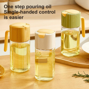 Automatic Oil Dispenser Bottle 500ml One-Touch Opening Hands-Free Glass Oil Bottle with Drip-Free Spout Leakproof Sauce Cruet for Olive Oil Vinegar