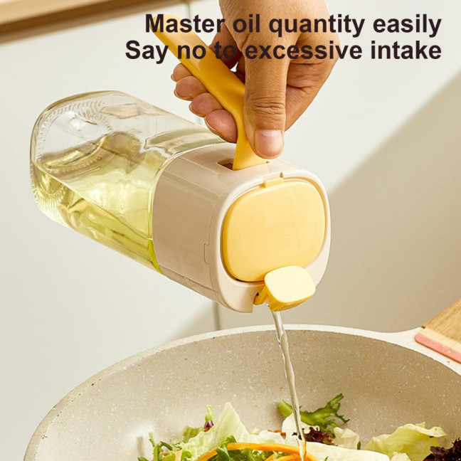 Automatic Oil Dispenser Bottle 500ml One-Touch Opening Hands-Free Glass Oil Bottle with Drip-Free Spout Leakproof Sauce Cruet for Olive Oil Vinegar
