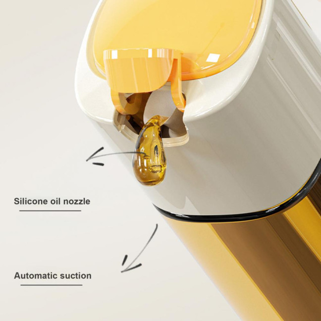 Automatic Oil Dispenser Bottle 500ml One-Touch Opening Hands-Free Glass Oil Bottle with Drip-Free Spout Leakproof Sauce Cruet for Olive Oil Vinegar