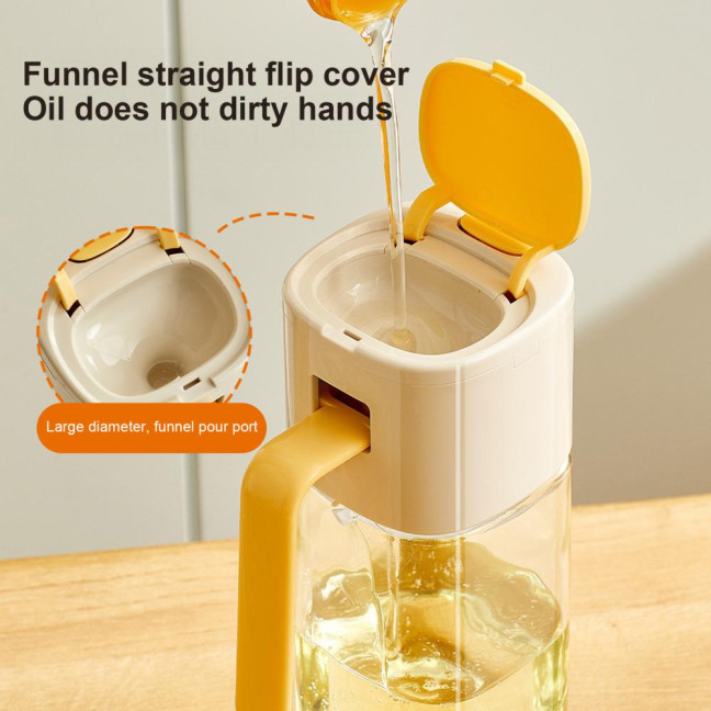 Automatic Oil Dispenser Bottle 500ml One-Touch Opening Hands-Free Glass Oil Bottle with Drip-Free Spout Leakproof Sauce Cruet for Olive Oil Vinegar