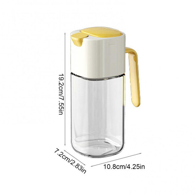 Automatic Oil Dispenser Bottle 500ml One-Touch Opening Hands-Free Glass Oil Bottle with Drip-Free Spout Leakproof Sauce Cruet for Olive Oil Vinegar