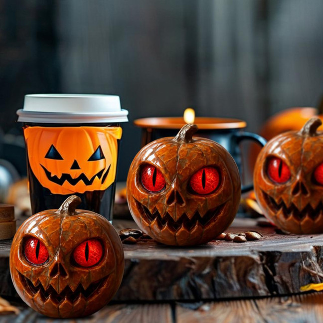 Handmade Red-Eyed Pumpkin Figurine Resin Statue Spooky Atmosphere Halloween Ornament Horror Themed Pumpkin Decor Handmade Red-Eyed Pumpkin Figurine Resin Statue Spooky Atmosphere Halloween Ornament Horror Themed Pumpkin Decor