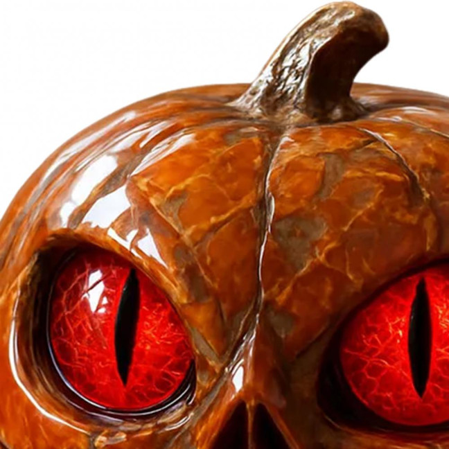 Handmade Red-Eyed Pumpkin Figurine Resin Statue Spooky Atmosphere Halloween Ornament Horror Themed Pumpkin Decor Handmade Red-Eyed Pumpkin Figurine Resin Statue Spooky Atmosphere Halloween Ornament Horror Themed Pumpkin Decor