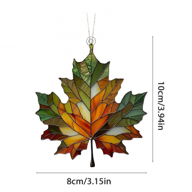 Maple Leaf Suncatcher Hanging Decoration Thanksgiving Day Autumn Stained Glass 2D Flat Acrylic Glass Window Wall Hanging Sign Ornament 