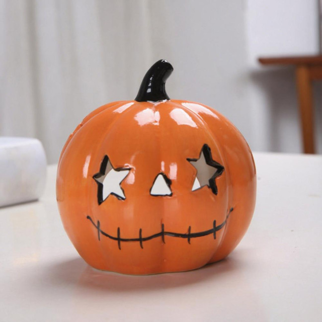 Halloween Ceramic Cat Pumpkin Figurine Carved Cat Pumpkin Tabletop Tealight Candle Holder for Indoor Home Party Decor Halloween Ceramic Cat Pumpkin Figurine Carved Cat Pumpkin Tabletop Tealight Candle Holder for Indoor Home Party Decor