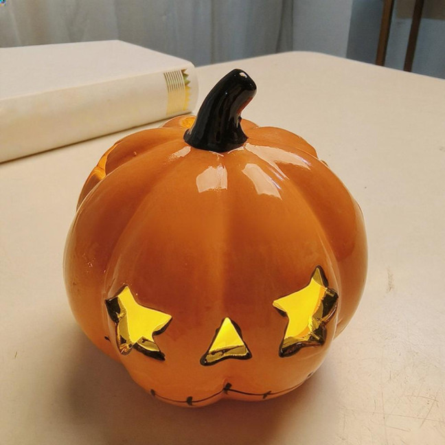 Halloween Ceramic Cat Pumpkin Figurine Carved Cat Pumpkin Tabletop Tealight Candle Holder for Indoor Home Party Decor Halloween Ceramic Cat Pumpkin Figurine Carved Cat Pumpkin Tabletop Tealight Candle Holder for Indoor Home Party Decor