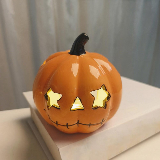 Halloween Ceramic Cat Pumpkin Figurine Carved Cat Pumpkin Tabletop Tealight Candle Holder for Indoor Home Party Decor Halloween Ceramic Cat Pumpkin Figurine Carved Cat Pumpkin Tabletop Tealight Candle Holder for Indoor Home Party Decor