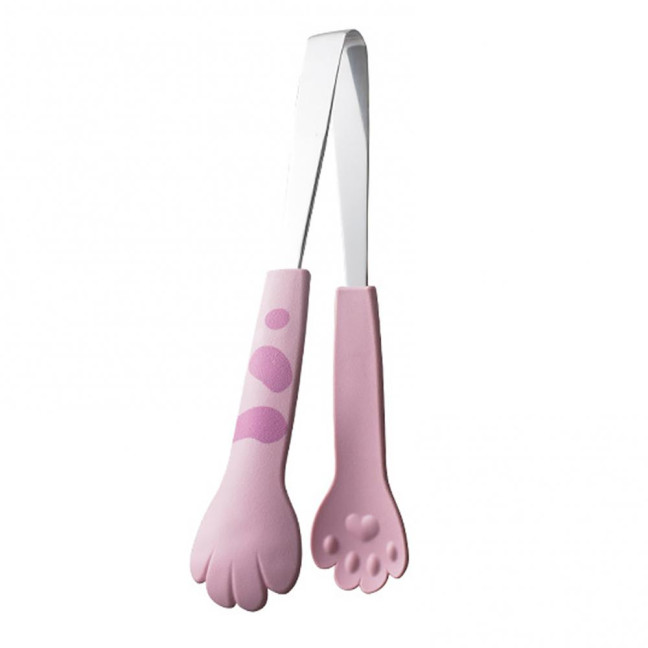 3Pcs/set Kitchen Tongs Stainless Steel Cartoon Cat Paw Shape Bread Tongs Heat-Resistant Non-Slip Handle Pliers Cooking Tools