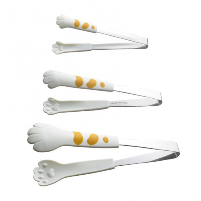 3Pcs/set Kitchen Tongs Stainless Steel Cartoon Cat Paw Shape Bread Tongs Heat-Resistant Non-Slip Handle Pliers Cooking Tools