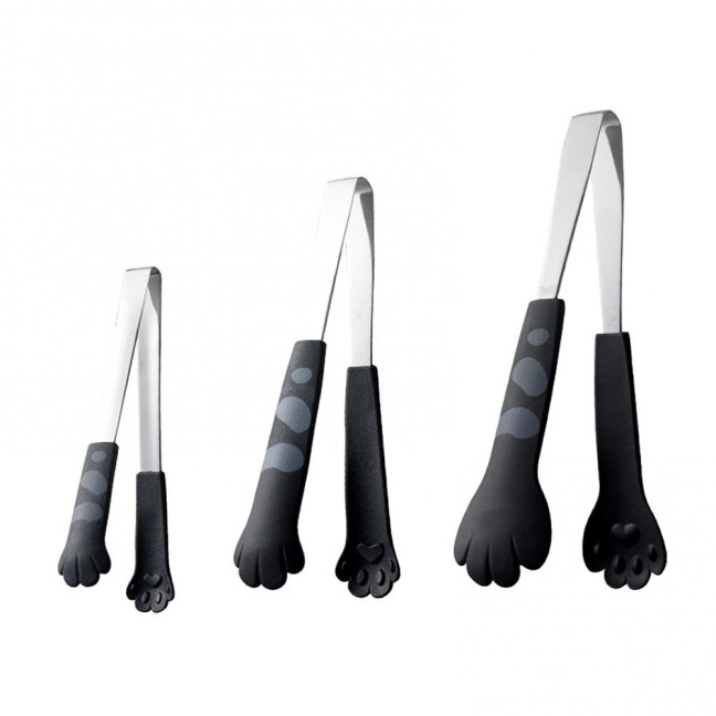 3Pcs/set Kitchen Tongs Stainless Steel Cartoon Cat Paw Shape Bread Tongs Heat-Resistant Non-Slip Handle Pliers Cooking Tools