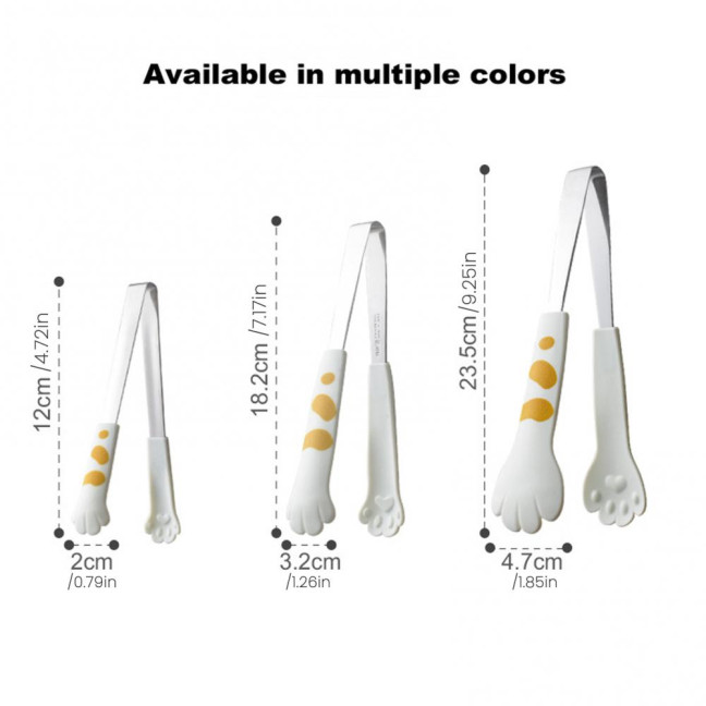 3Pcs/set Kitchen Tongs Stainless Steel Cartoon Cat Paw Shape Bread Tongs Heat-Resistant Non-Slip Handle Pliers Cooking Tools