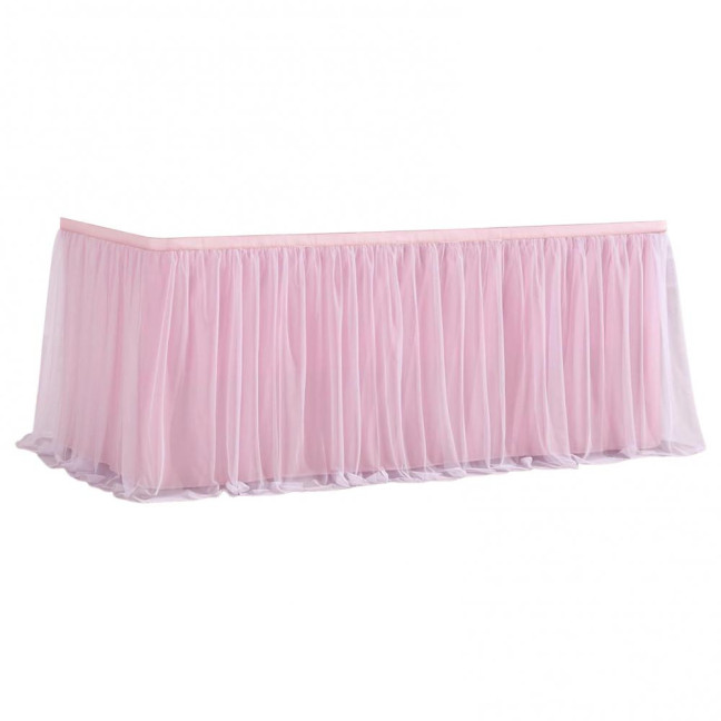 Tulle Table Skirt for Rectangular Tables 4/6/9ft Wrinkle Free Table Cloth with Tutu Skirt Reusable Tablecloth for Wedding Bridal Shower Birthday Party Banquet Cake Table