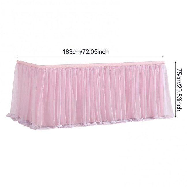 Tulle Table Skirt for Rectangular Tables 4/6/9ft Wrinkle Free Table Cloth with Tutu Skirt Reusable Tablecloth for Wedding Bridal Shower Birthday Party Banquet Cake Table