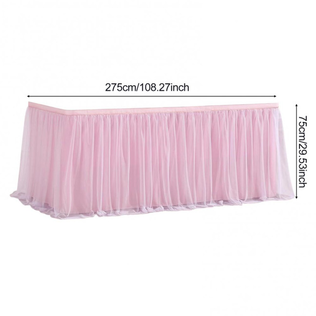 Tulle Table Skirt for Rectangular Tables 4/6/9ft Wrinkle Free Table Cloth with Tutu Skirt Reusable Tablecloth for Wedding Bridal Shower Birthday Party Banquet Cake Table