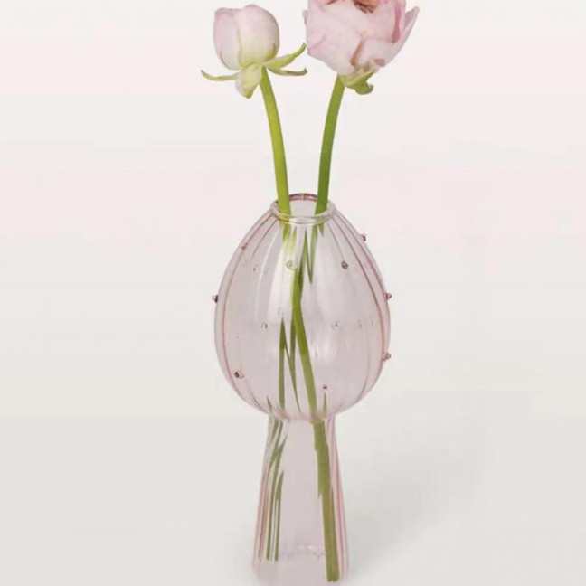 Mini Mushroom Shape Vase Colorful Transparent Glass Hydroponic Vase Flower Plant Display Vase Home Decoration 