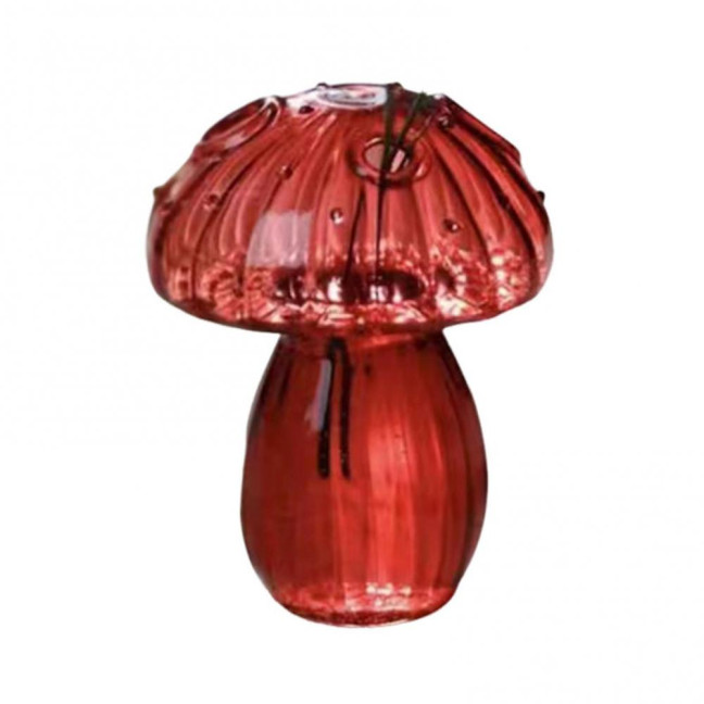 Mini Mushroom Shape Vase Colorful Transparent Glass Hydroponic Vase Flower Plant Display Vase Home Decoration 